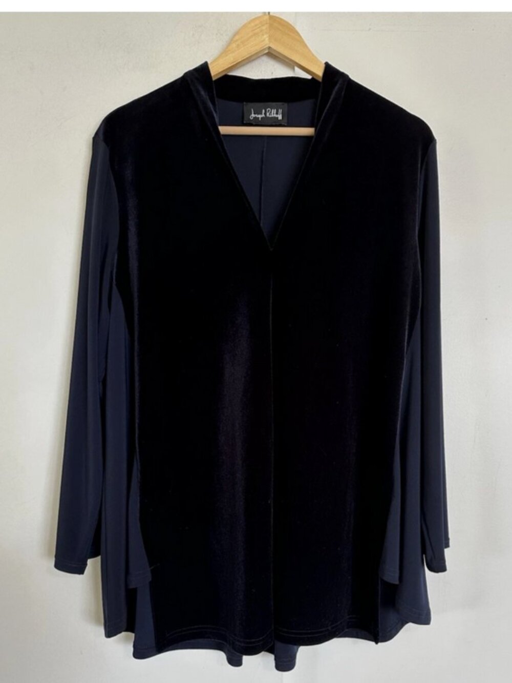 JOSEPH RIBKOFF Black Velvet Jersey Tunic  2X 46" Chest Plus